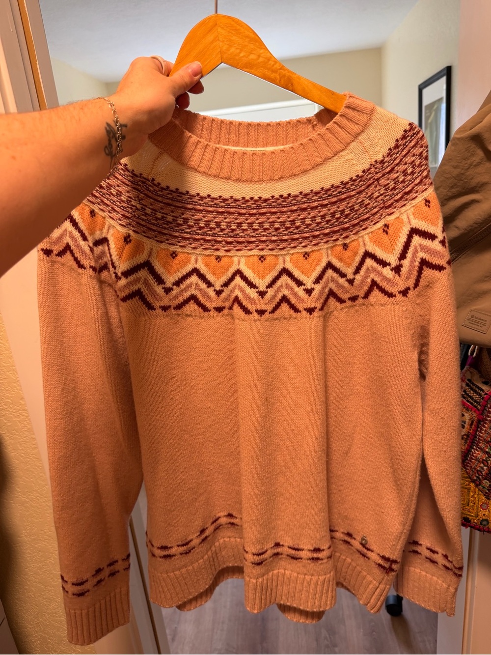 Kari Traa Pink Patterned Crew Neck Sweater
